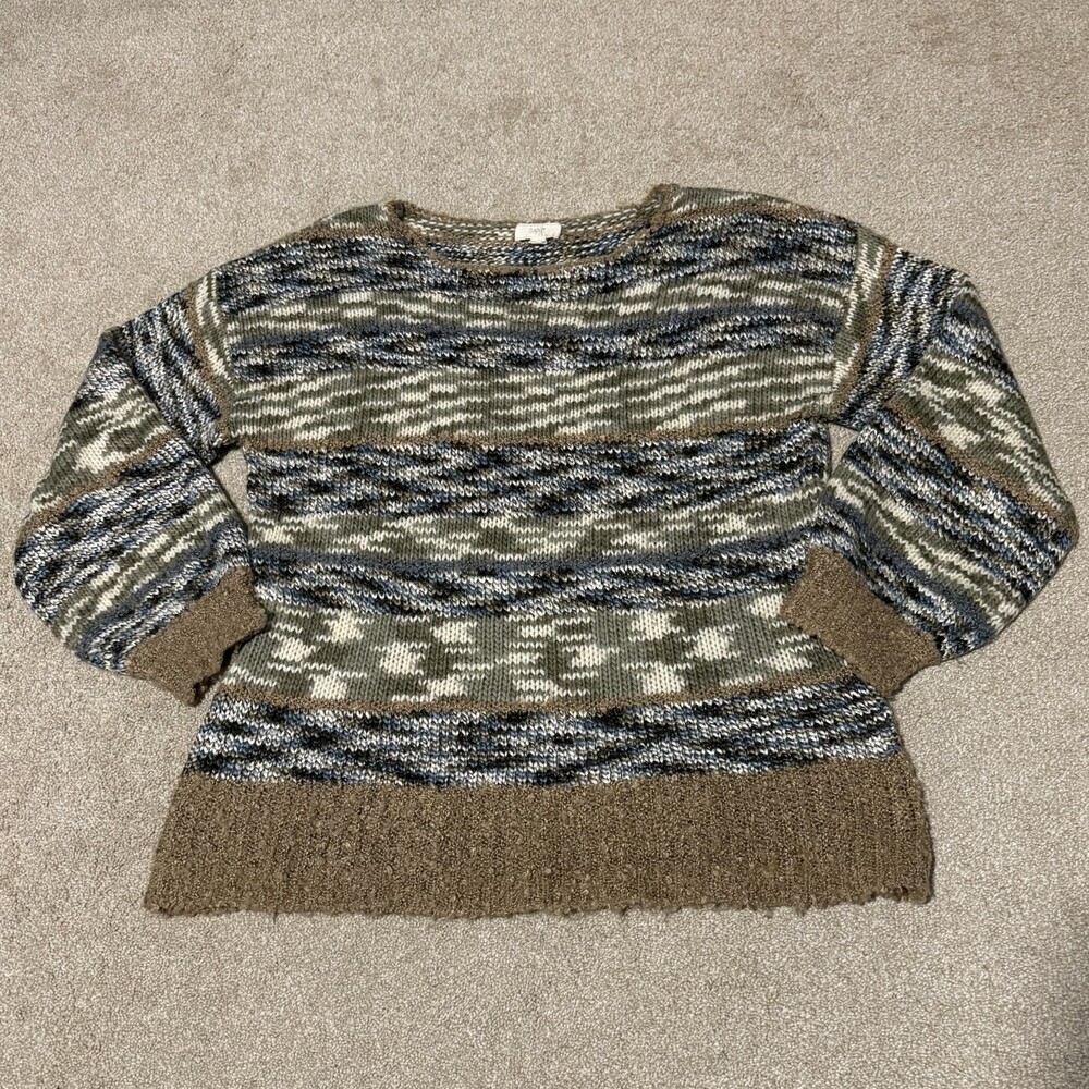 Anthropologie Cupio Womens Tight Knit Sweater Round Neck Relaxed Multicolor Sz M